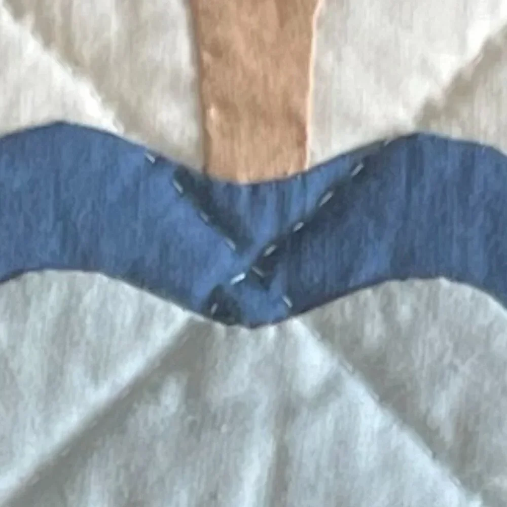 Handmade Hand Stitched Appliqué Quilted Floral Wall Hanging Table Topper Blue